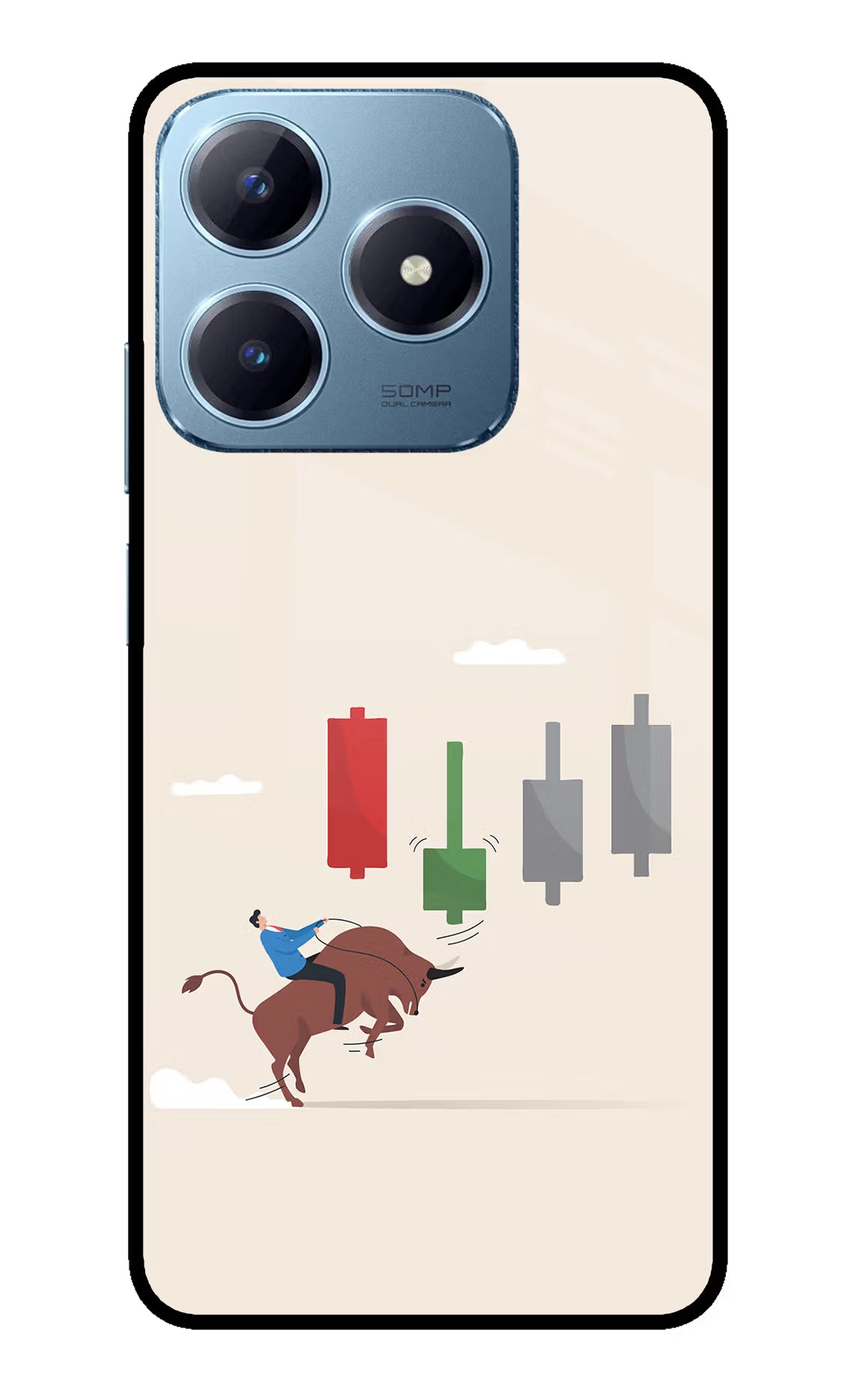 Bull Trading Momentum Realme Narzo N63 Glass Case Back Cover by Casekaro