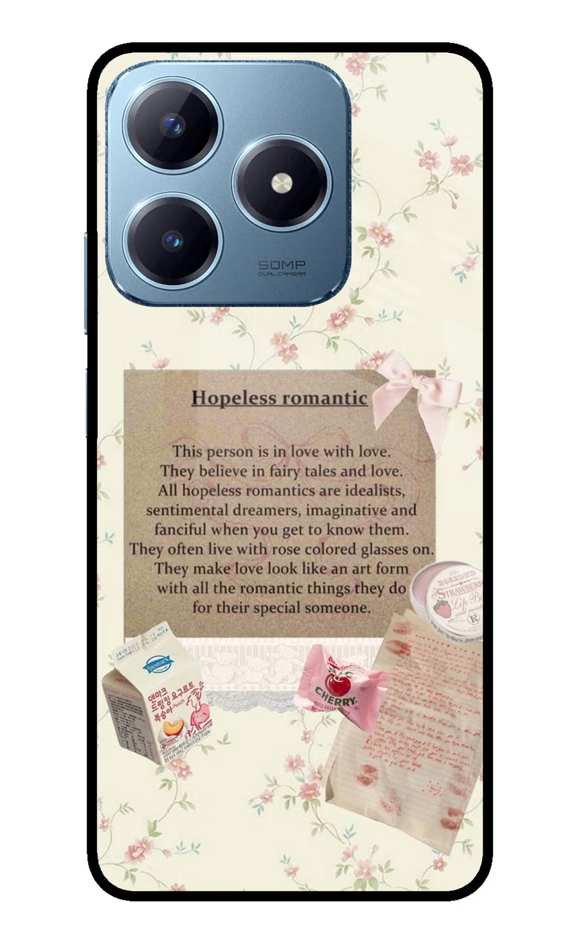 Hopeless Romantic Realme Narzo N63 Glass Case Back Cover by Casekaro