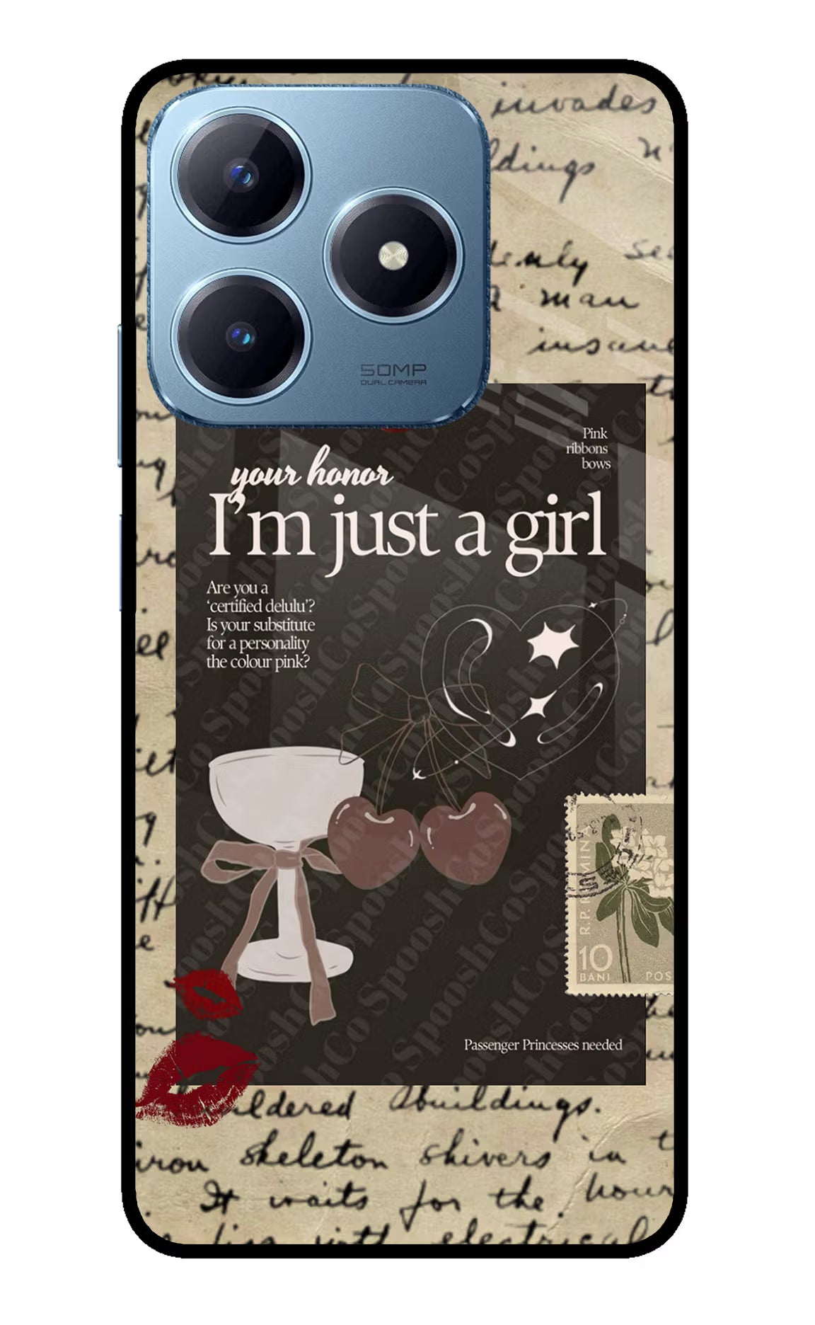 I am just a girl Realme Narzo N63 Glass Case Back Cover by Casekaro