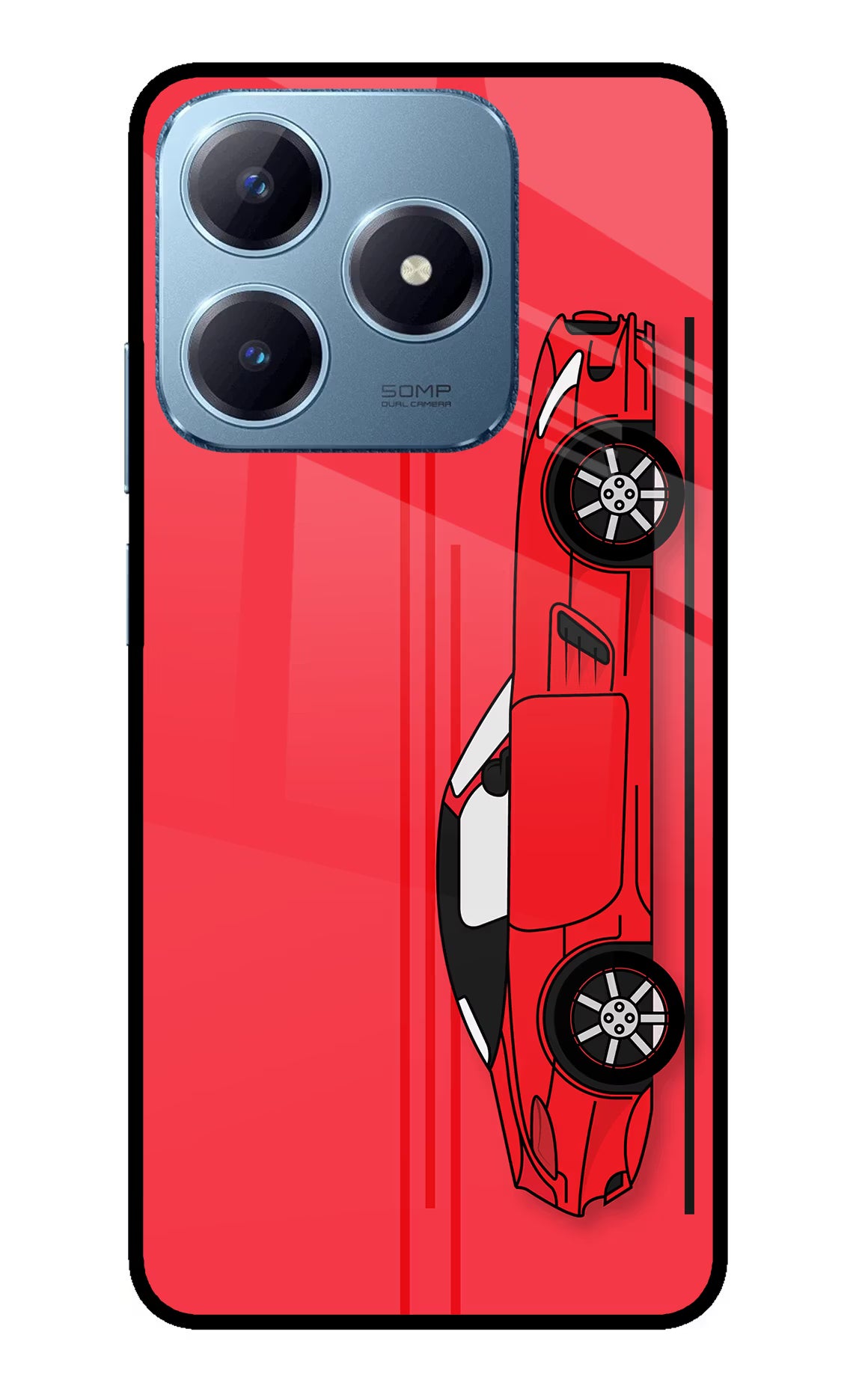 Red Velocity Realme Narzo N63 Glass Case Back Cover by Casekaro