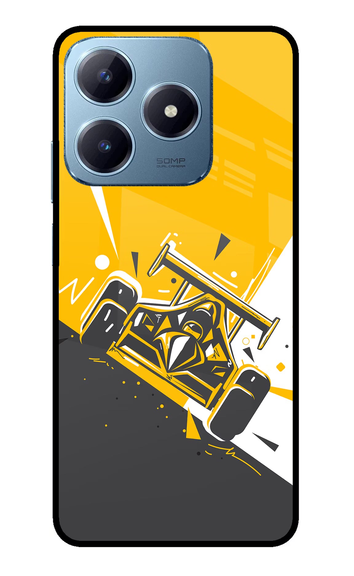 Track King Realme Narzo N63 Glass Case Back Cover by Casekaro