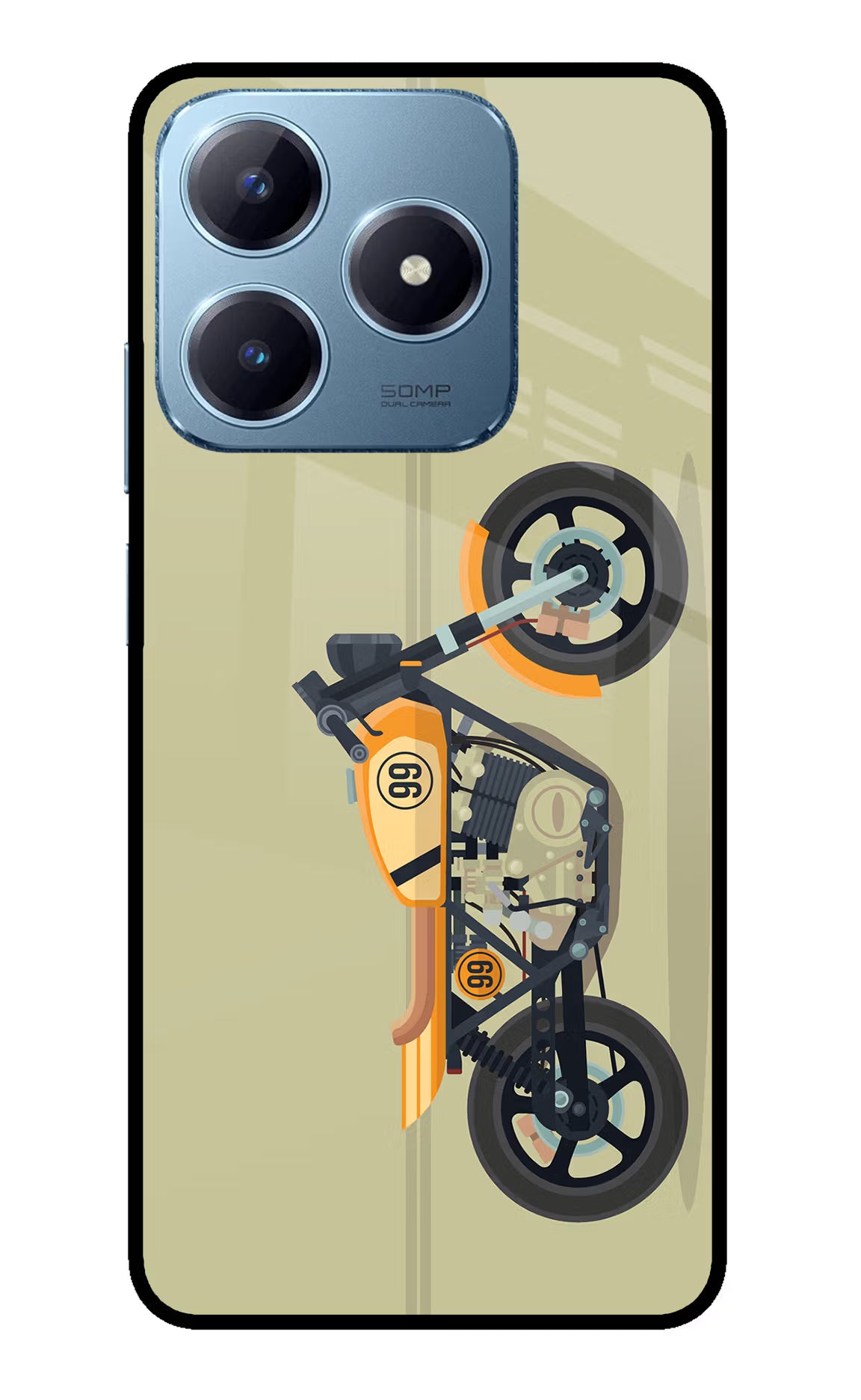Vertical Speedster Realme Narzo N63 Glass Case Back Cover by Casekaro