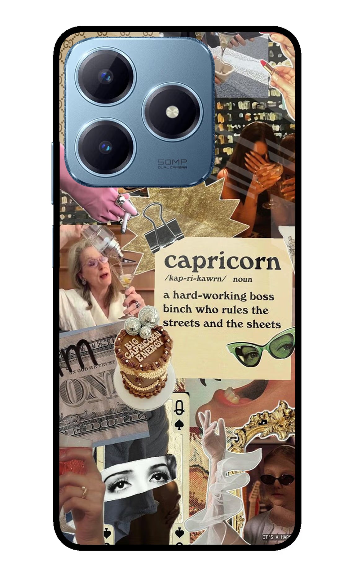 Capricorn Zodiac Realme Narzo N63 Glass Case Back Cover by Casekaro