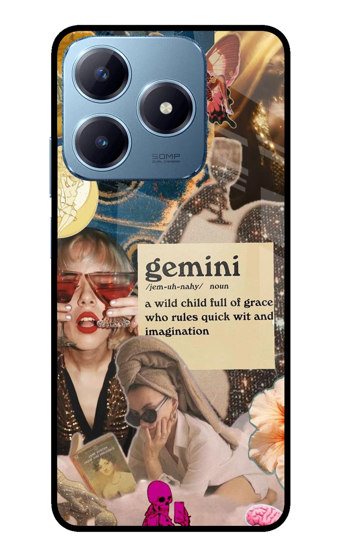 Gemini Zodiac Realme Narzo N63 Glass Case Back Cover by Casekaro