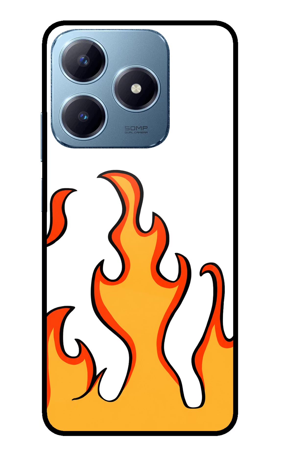 Fired Up – White Realme Narzo N63 Glass Case Back Cover by Casekaro