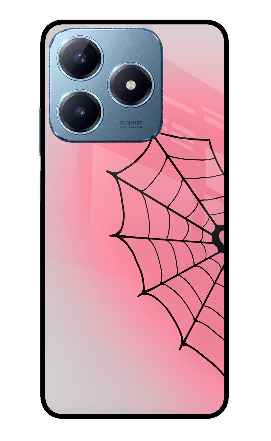 Pink Web Realme Narzo N63 Glass Case