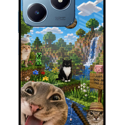 Minecraft Cat Chaos Realme Narzo N63 Glass Case