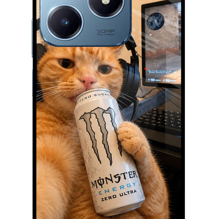 Gamer Cat Energy Realme Narzo N63 Glass Case