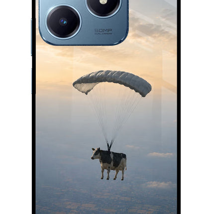 Skydiving Cow Realme Narzo N63 Glass Case
