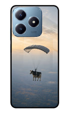 Skydiving Cow Realme Narzo N63 Glass Case