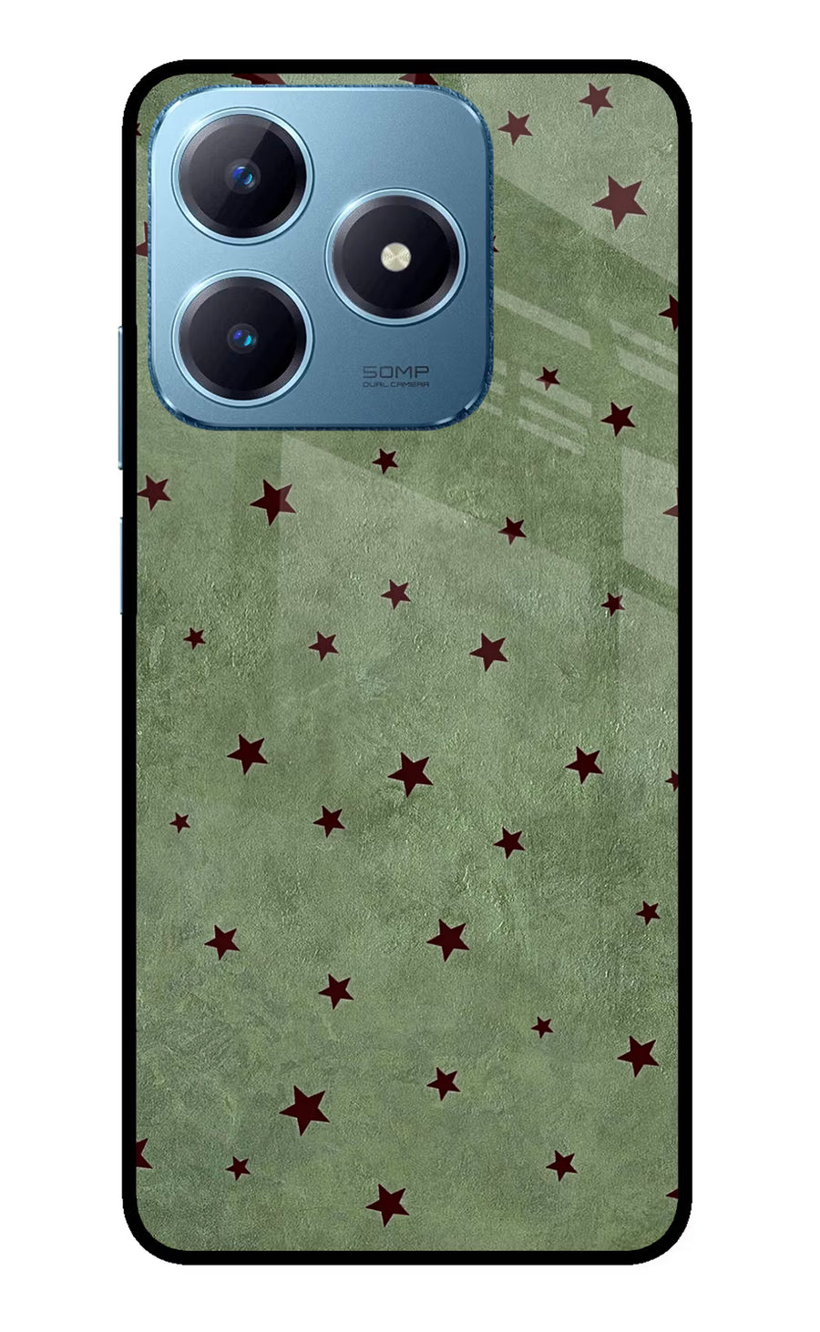 Green Stars Realme Narzo N63 Back Cover, Glass case