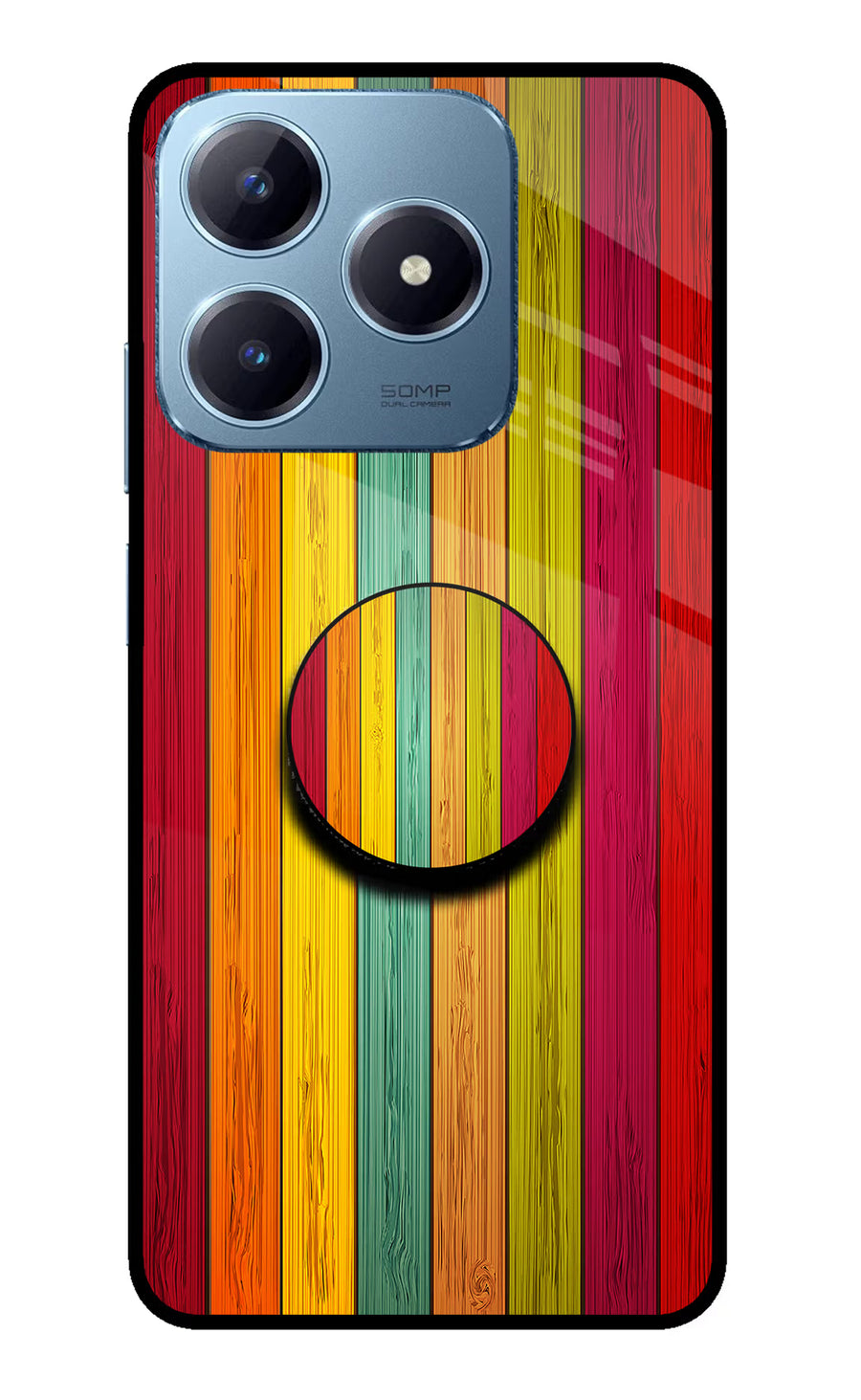 Multicolor Wooden Realme Narzo N63 Pop Case, Glass case