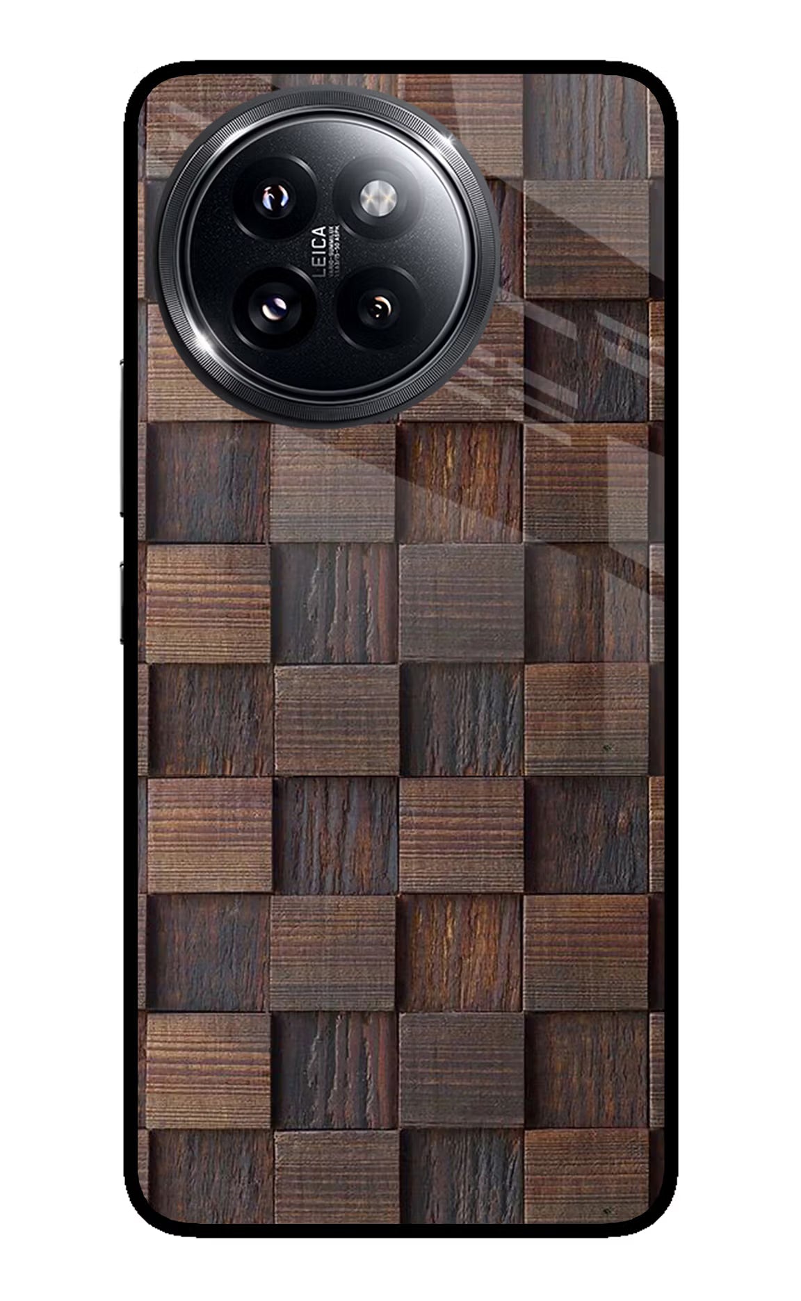 Wooden Cube Design Xiaomi 14 Civi Glass Case