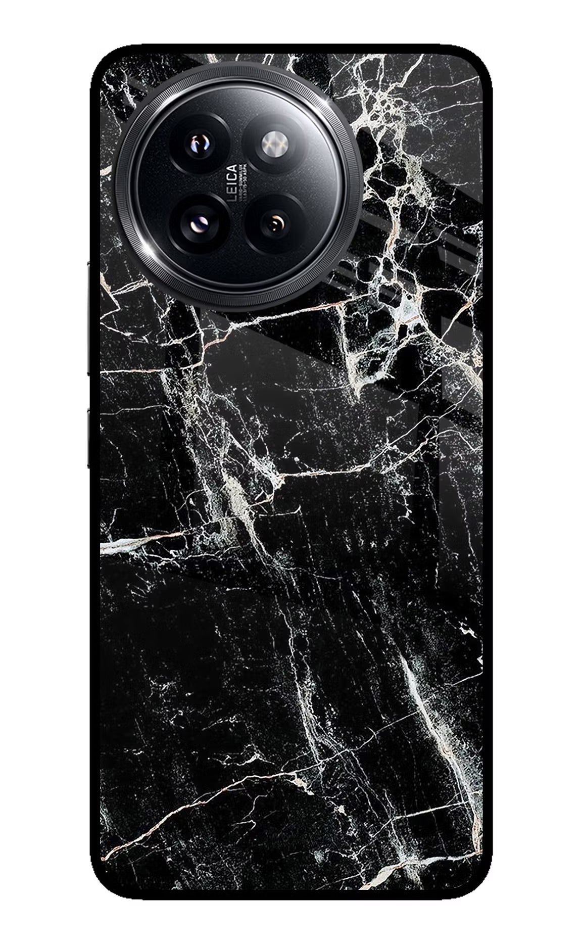 Black Marble Texture Xiaomi 14 Civi Glass Case Back Cover by Casekaro