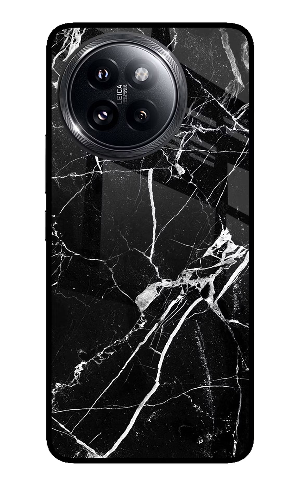 Black Marble Pattern Xiaomi 14 Civi Glass Case Back Cover by Casekaro