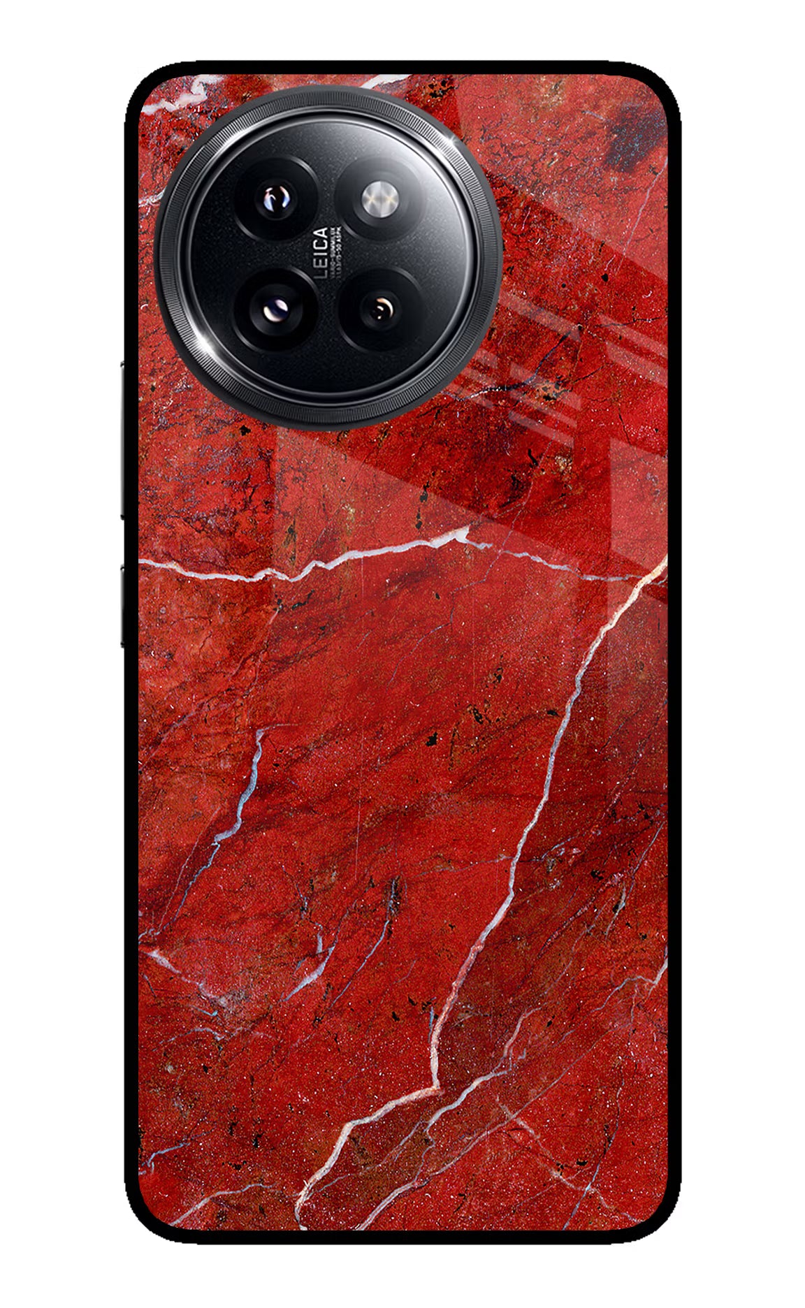 Red Marble Design Xiaomi 14 Civi Glass Case Back Cover by Casekaro