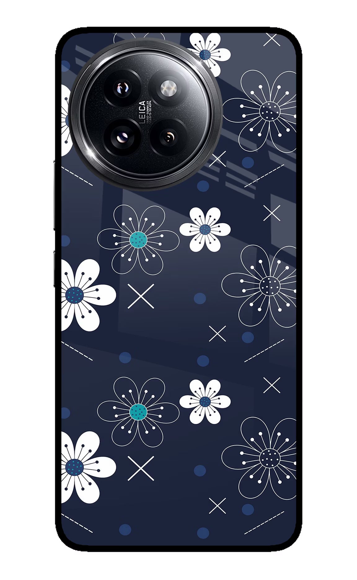 Flowers Xiaomi 14 Civi Glass Case Back Cover by Casekaro