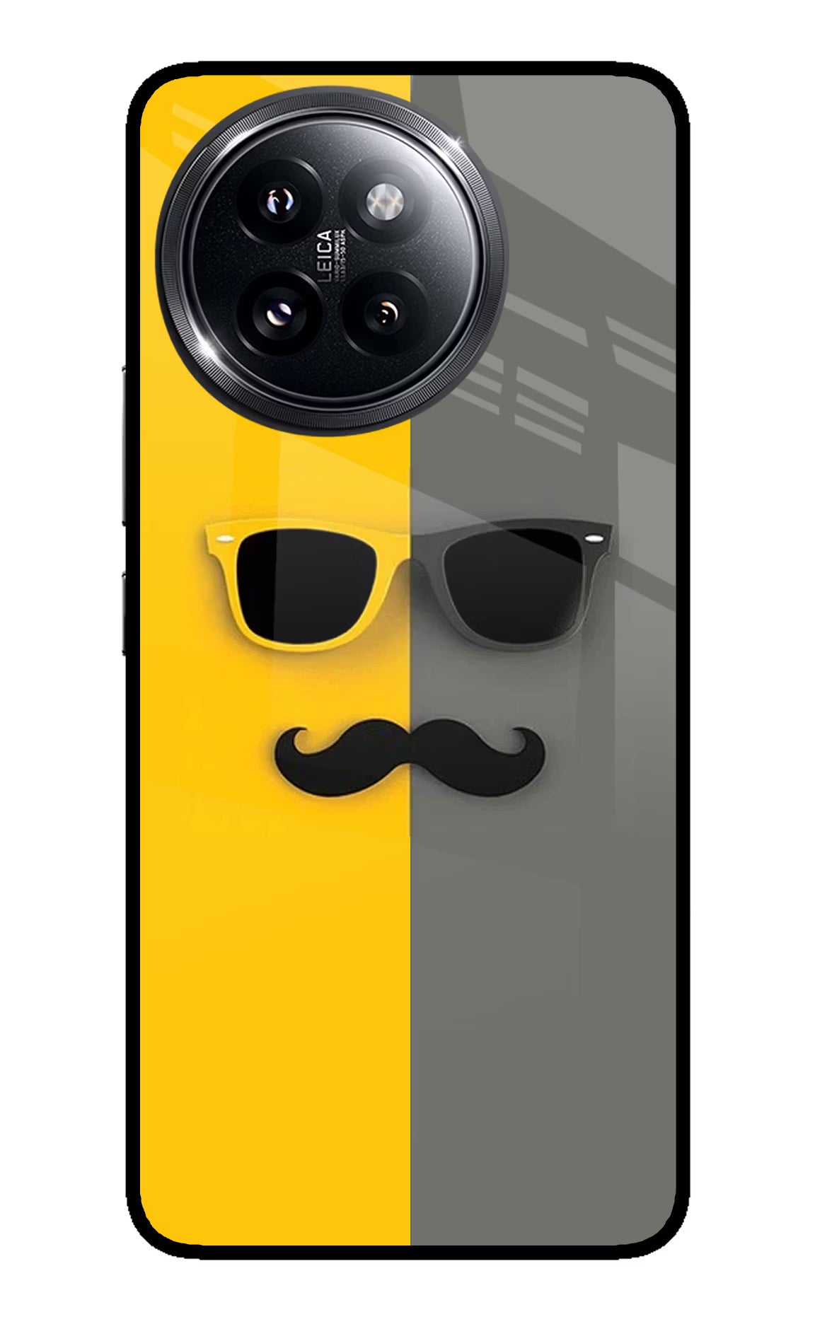 Sunglasses with Mustache Xiaomi 14 Civi Glass Case Back Cover by Casekaro