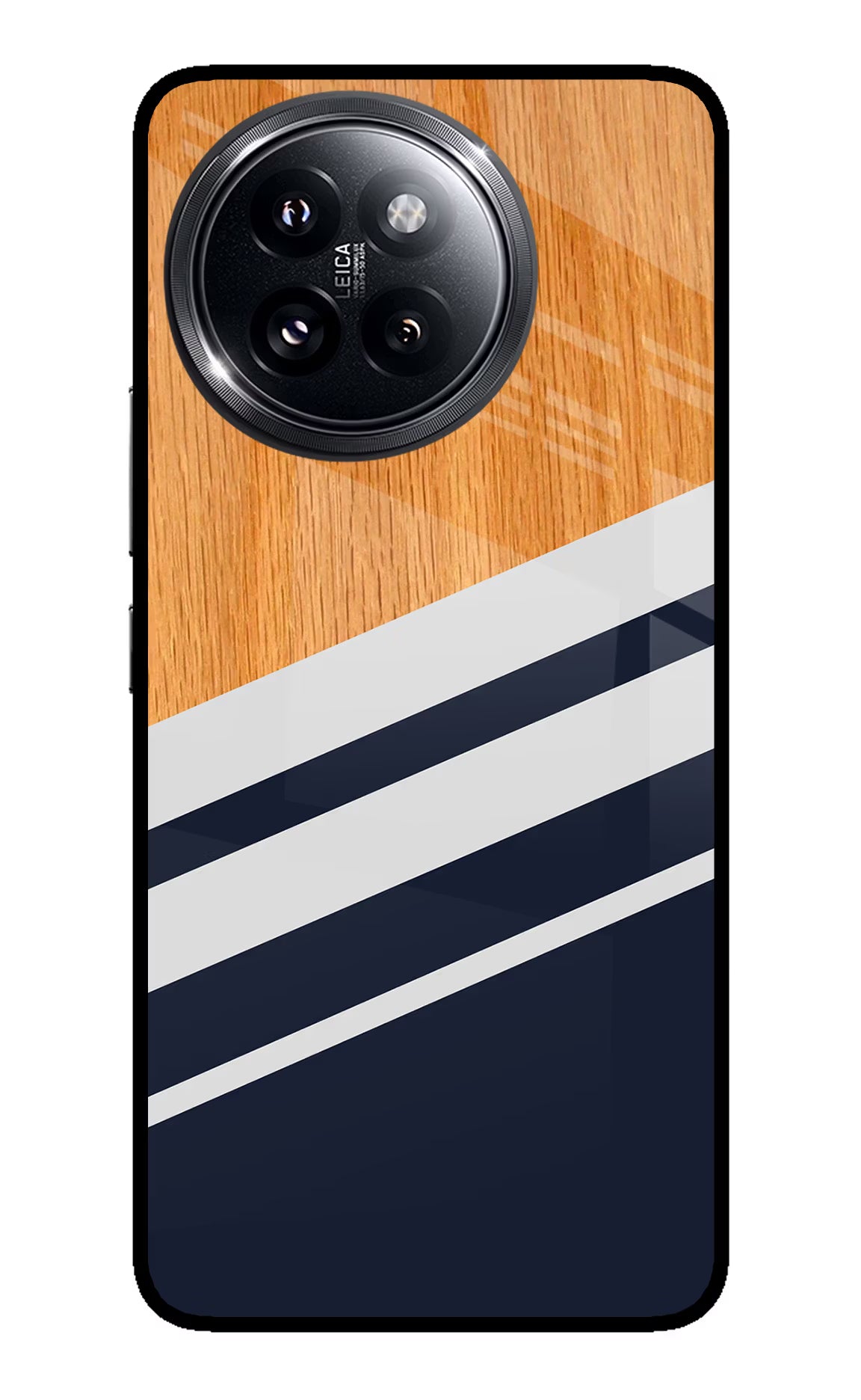 Blue and white wooden Xiaomi 14 Civi Glass Case Back Cover by Casekaro