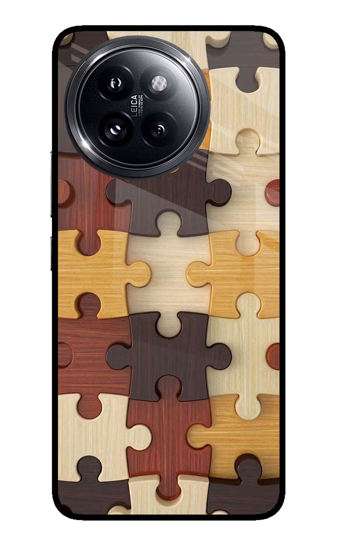 Wooden Puzzle Xiaomi 14 Civi Glass Case Back Cover by Casekaro