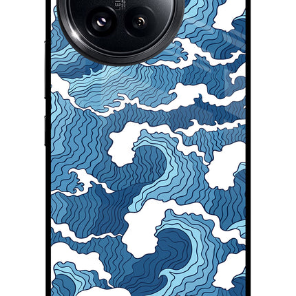 Blue Waves Xiaomi 14 Civi Glass Case Back Cover by Casekaro