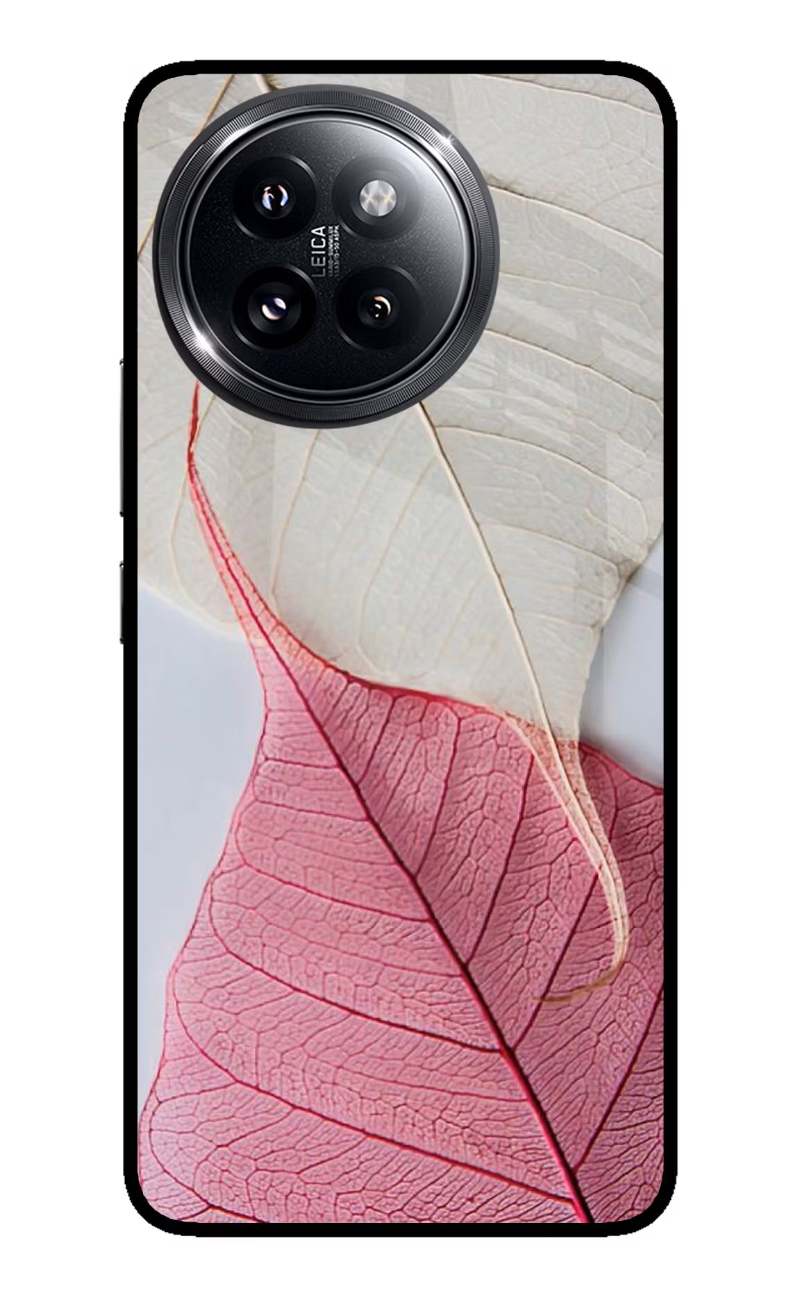 White Pink Leaf Xiaomi 14 Civi Glass Case