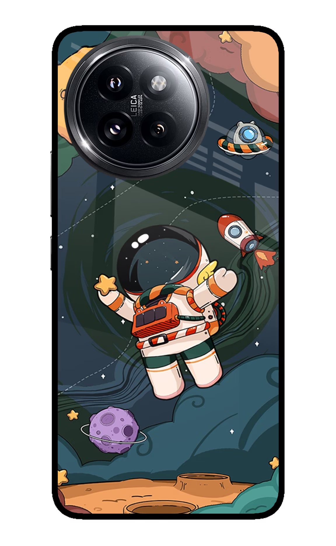 Cartoon Astronaut Xiaomi 14 Civi Glass Case Back Cover by Casekaro