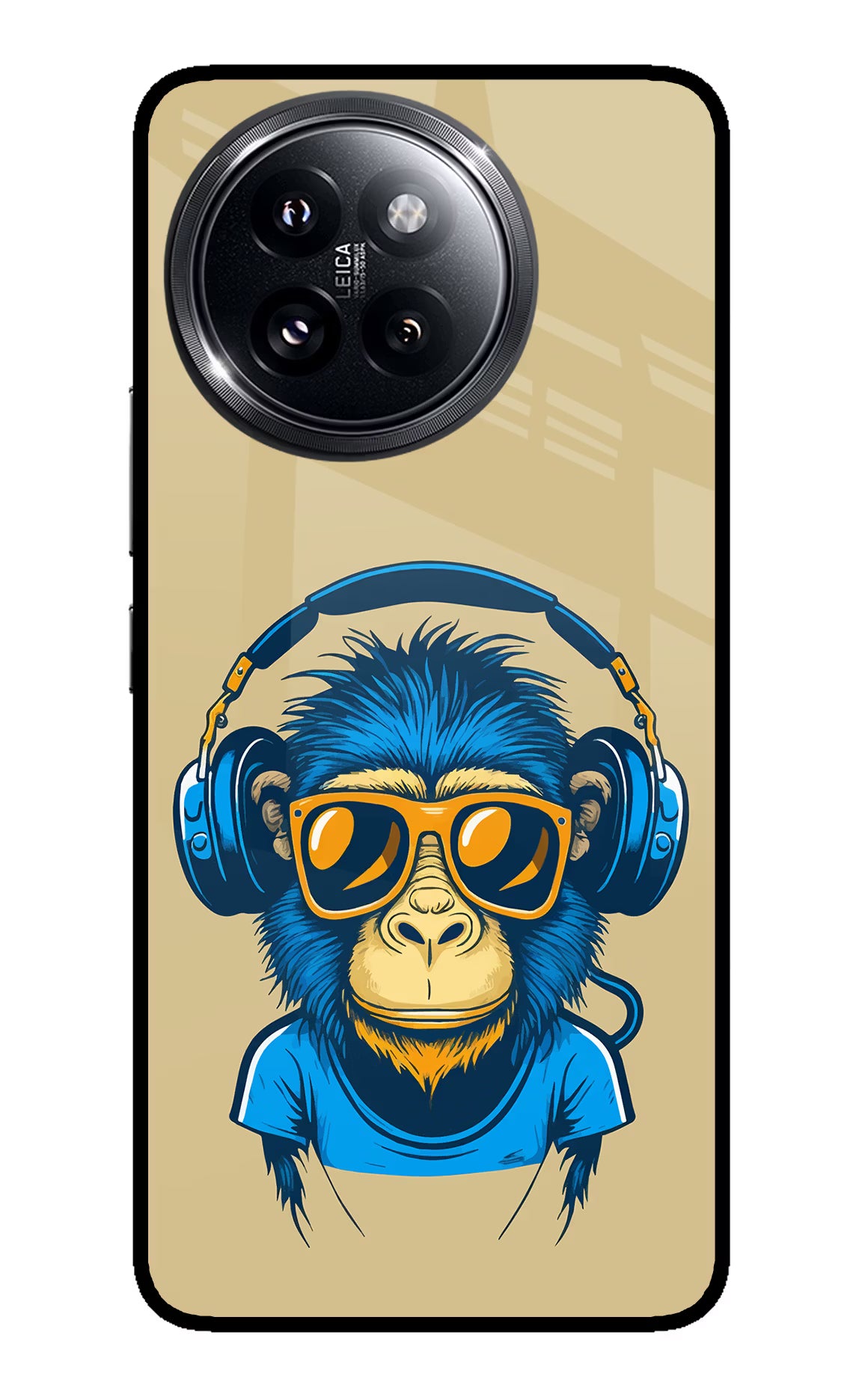 Monkey Headphone Xiaomi 14 Civi Glass Case Back Cover by Casekaro