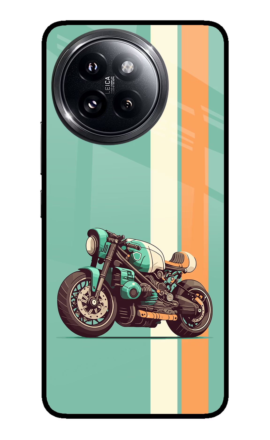 Striped Moto Drift Xiaomi 14 Civi Glass Case Back Cover by Casekaro