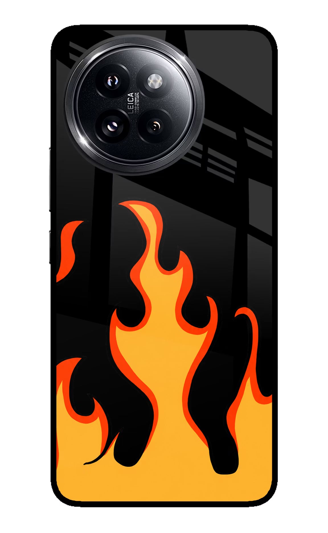 Fired Up – Black Xiaomi 14 Civi Glass Case Back Cover by Casekaro