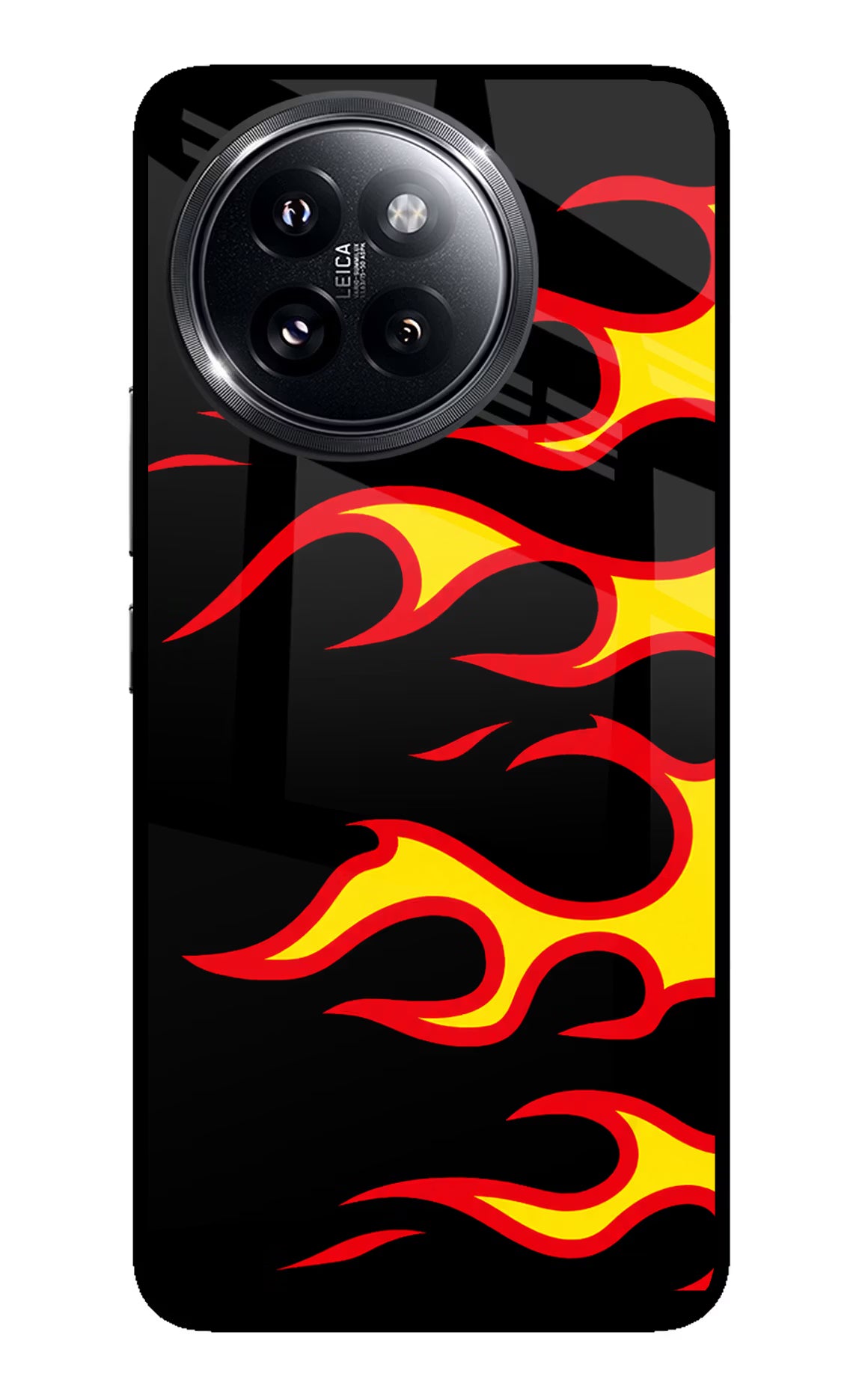Side Sweep Flames Xiaomi 14 Civi Glass Case Back Cover by Casekaro