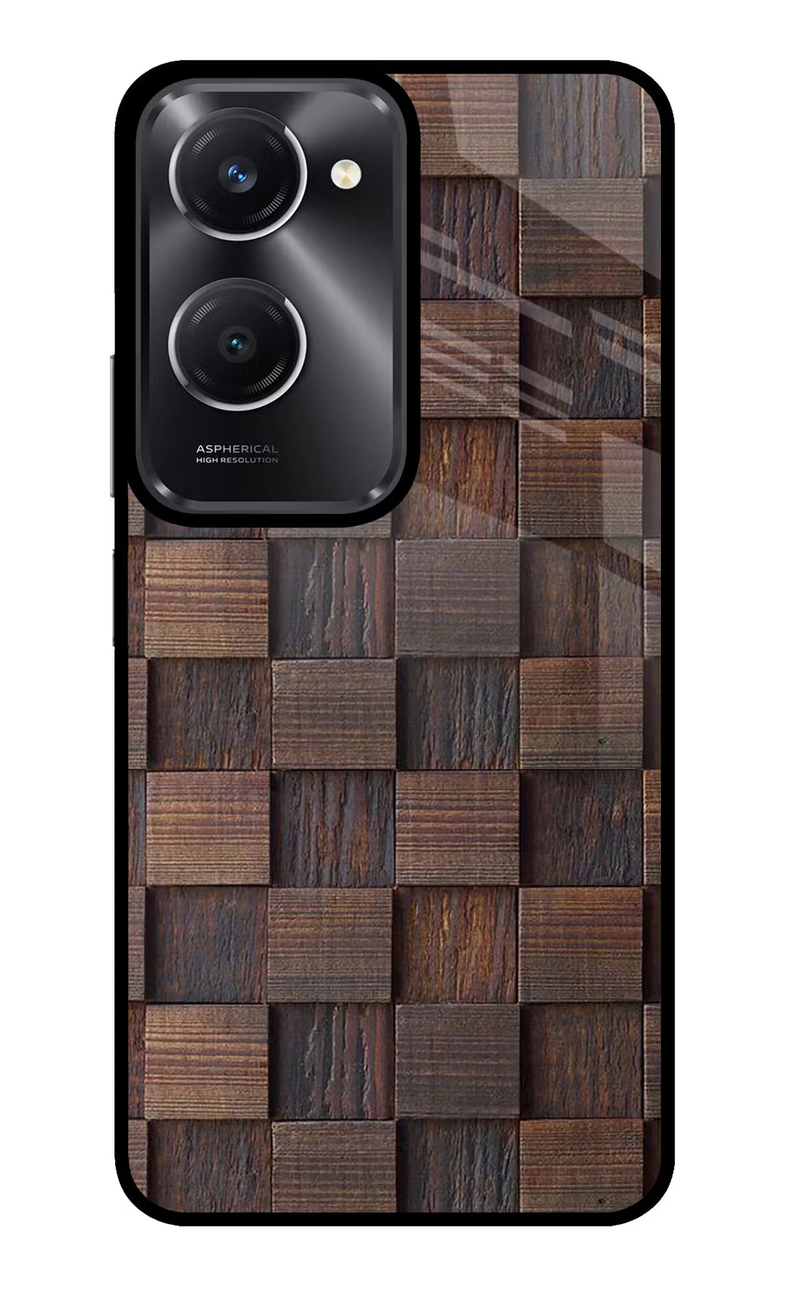 Wooden Cube Design Vivo T3 Lite 5G Glass Case Back Cover by Casekaro
