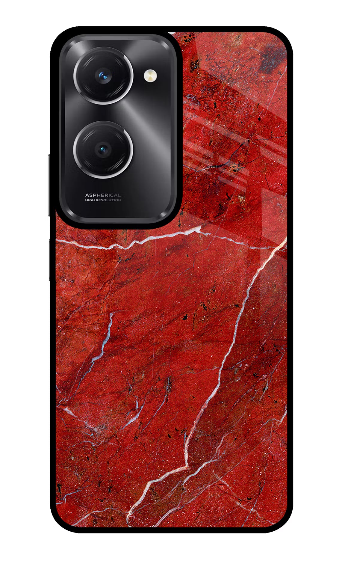 Red Marble Design Vivo T3 Lite 5G Glass Case Back Cover by Casekaro