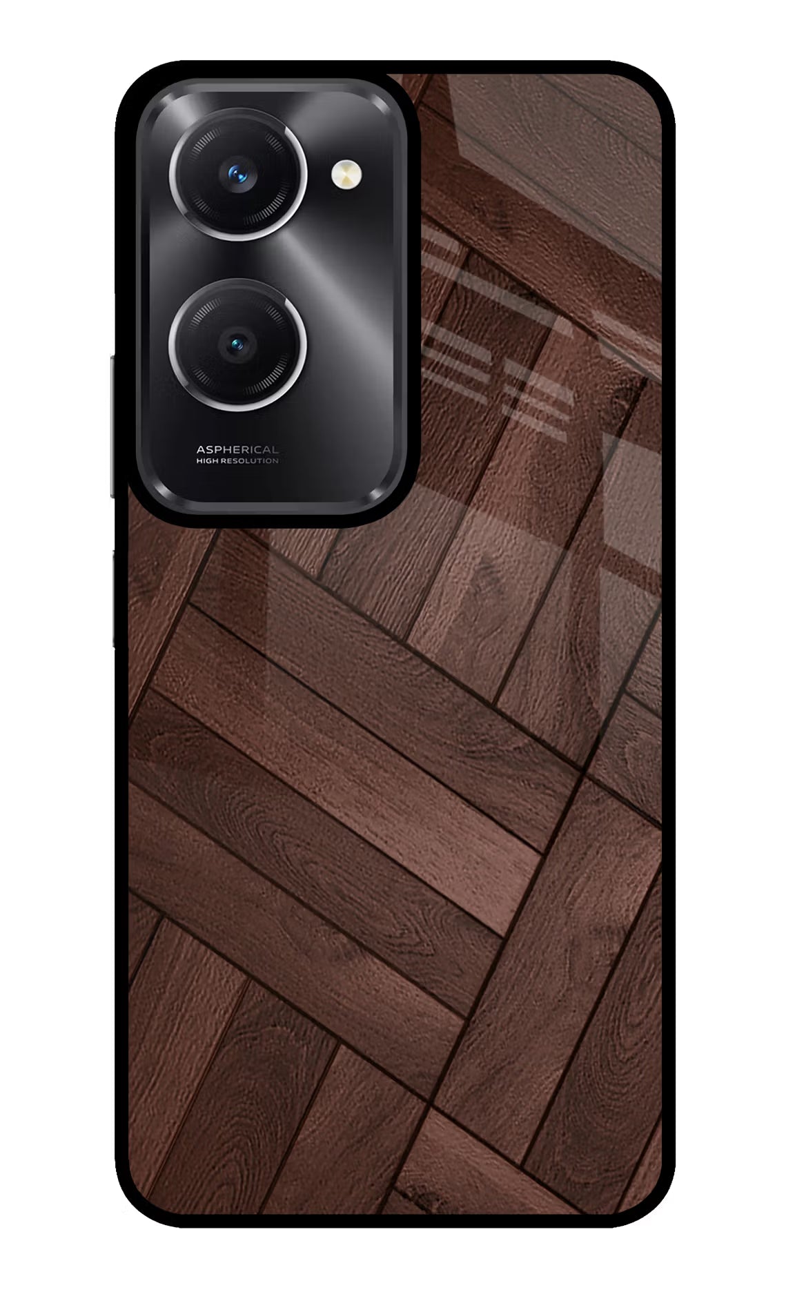 Wooden Texture Design Vivo T3 Lite 5G Glass Case Back Cover by Casekaro