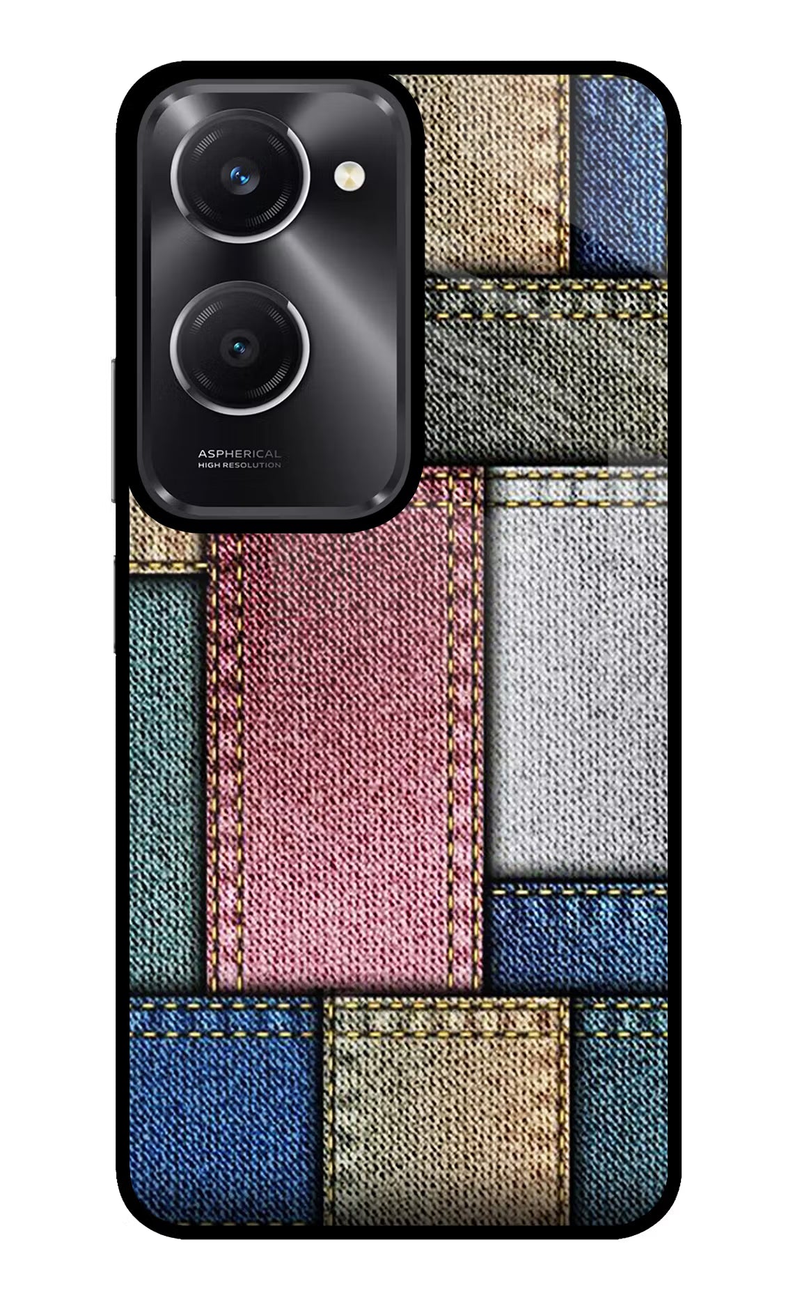 Multicolor Jeans Vivo T3 Lite 5G Glass Case Back Cover by Casekaro