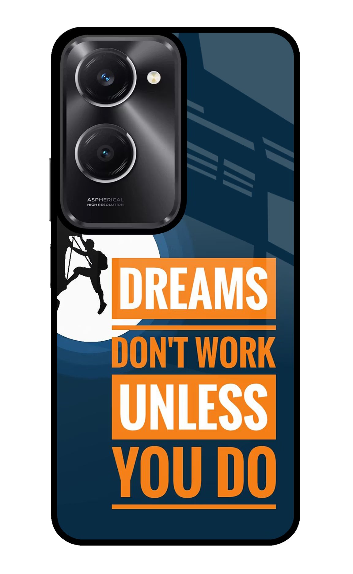 Dreams Don’T Work Unless You Do Vivo T3 Lite 5G Glass Case Back Cover by Casekaro