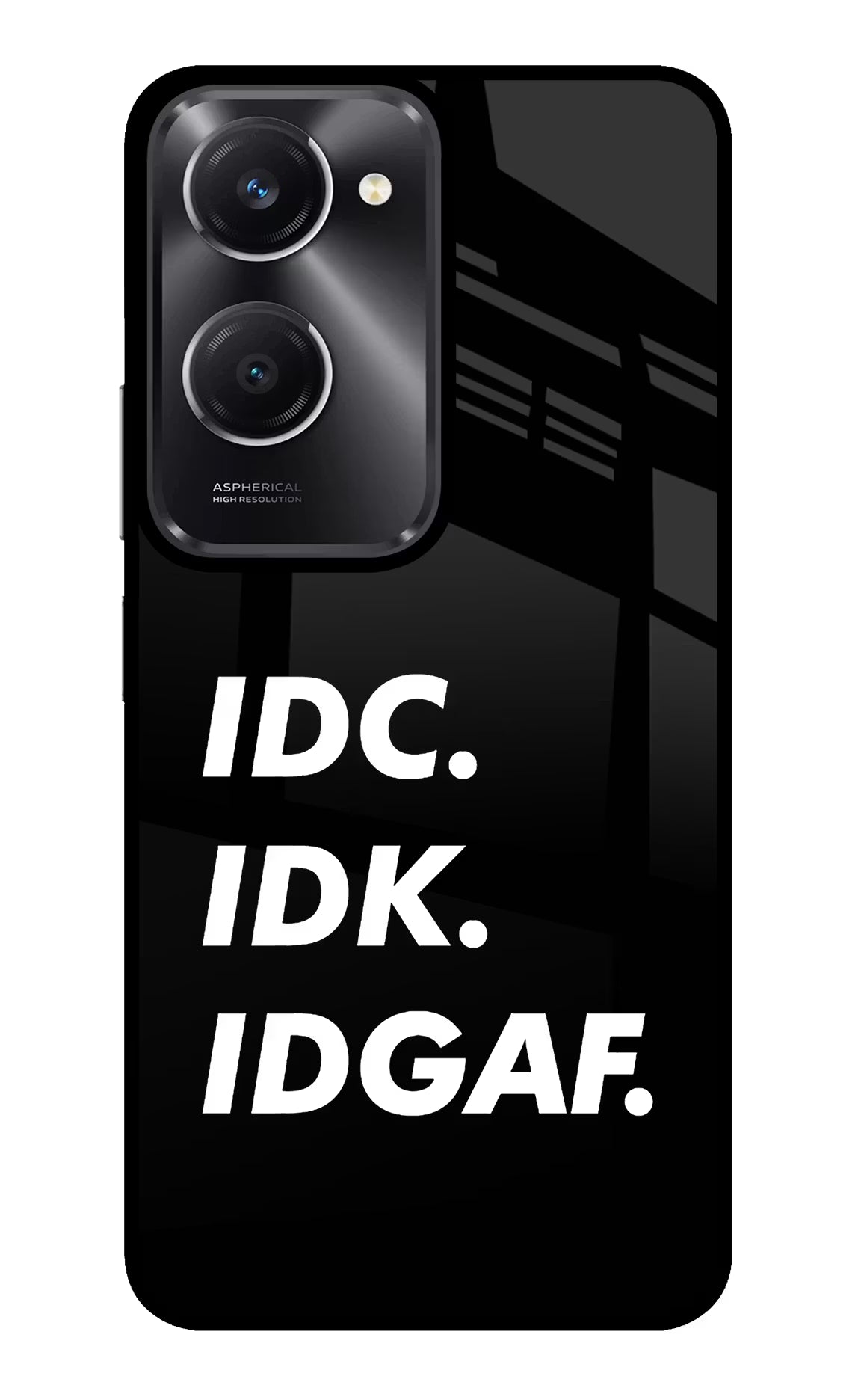 Idc Idk Idgaf Vivo T3 Lite 5G Glass Case Back Cover by Casekaro