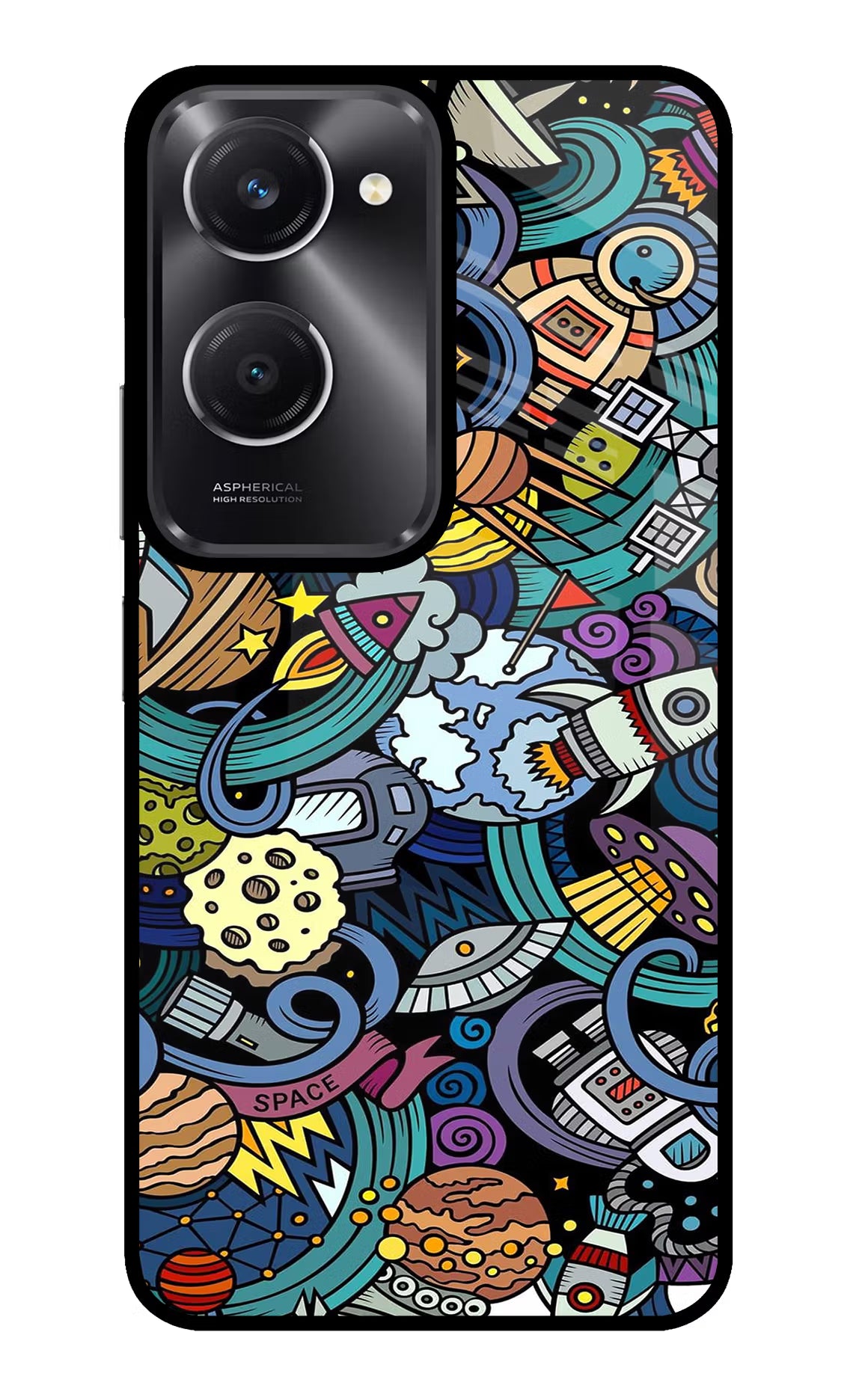 Space Abstract Vivo T3 Lite 5G Glass Case Back Cover by Casekaro