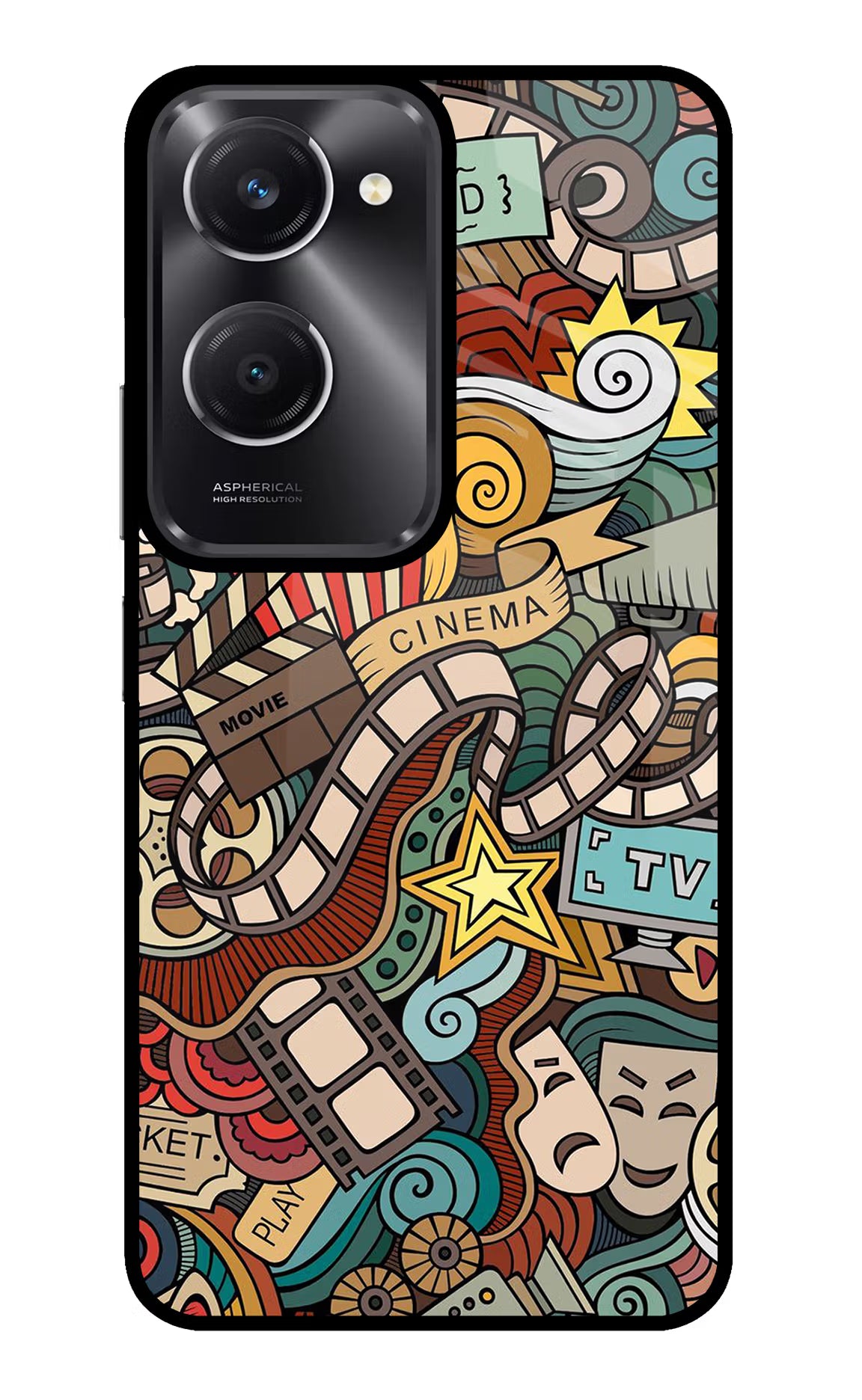 Cinema Abstract Vivo T3 Lite 5G Glass Case Back Cover by Casekaro