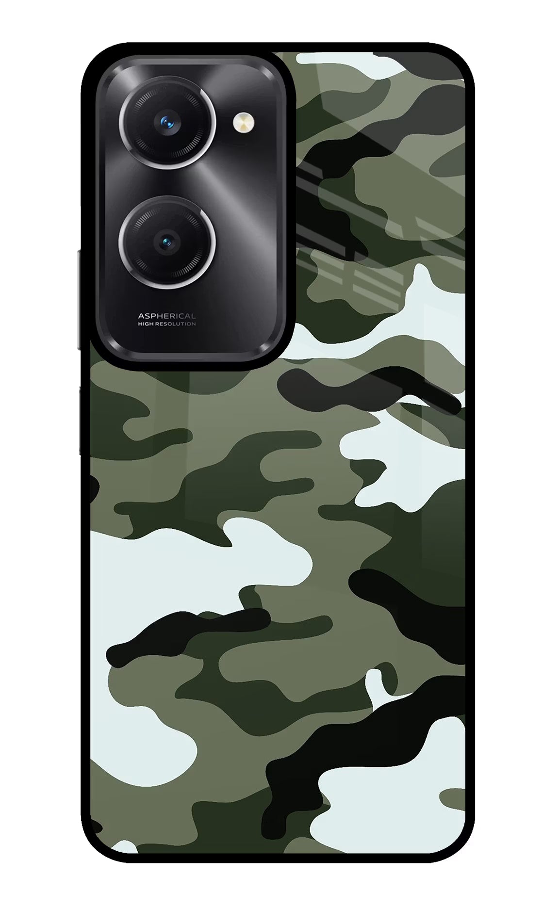 Camouflage Vivo T3 Lite 5G Glass Case Back Cover by Casekaro