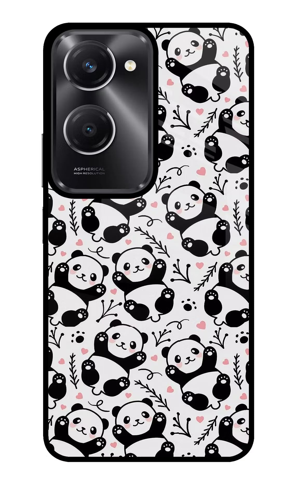 Cute Panda Vivo T3 Lite 5G Glass Case Back Cover by Casekaro