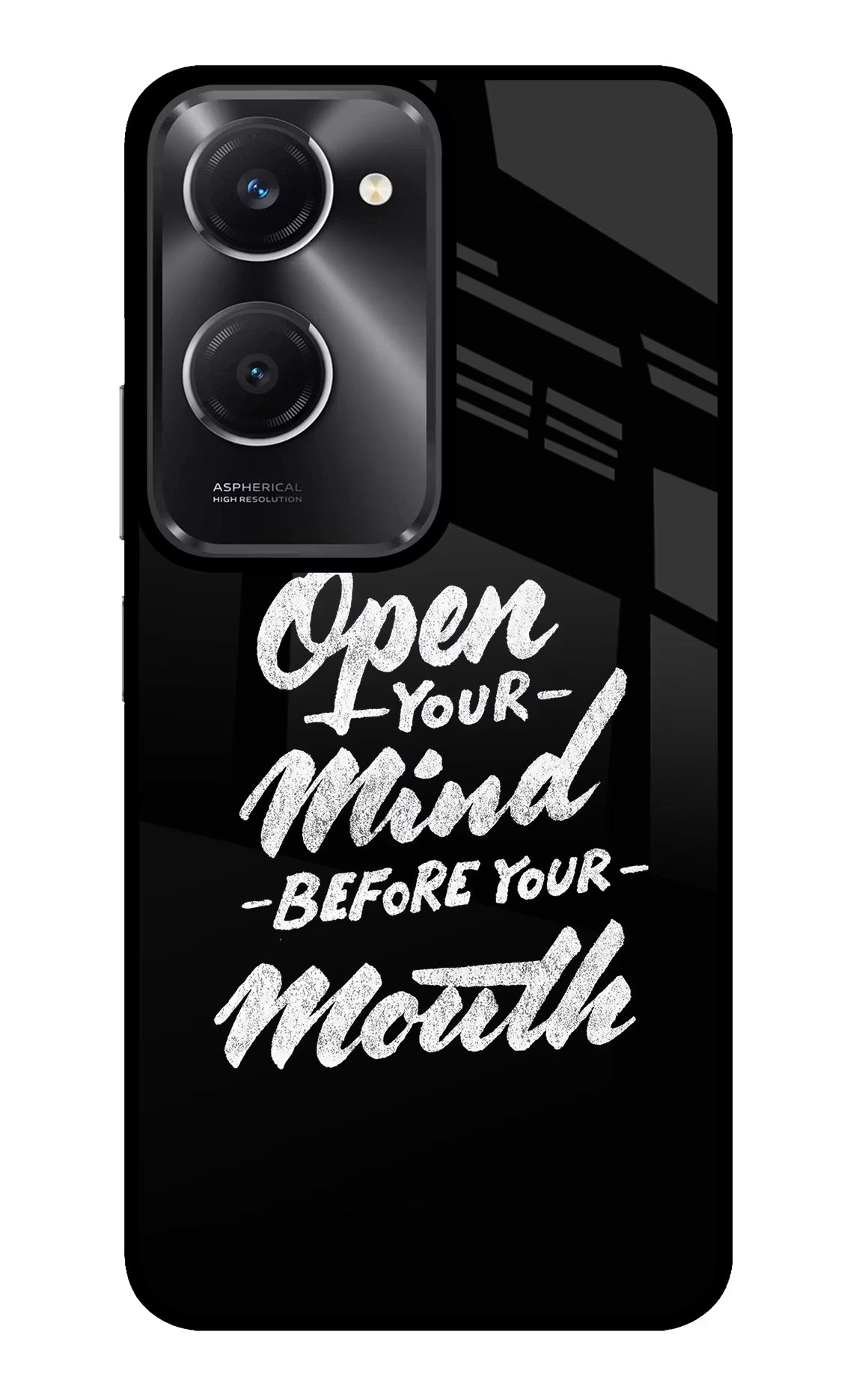 Open Your Mind Before Your Mouth Vivo T3 Lite 5G Glass Case Back Cover by Casekaro