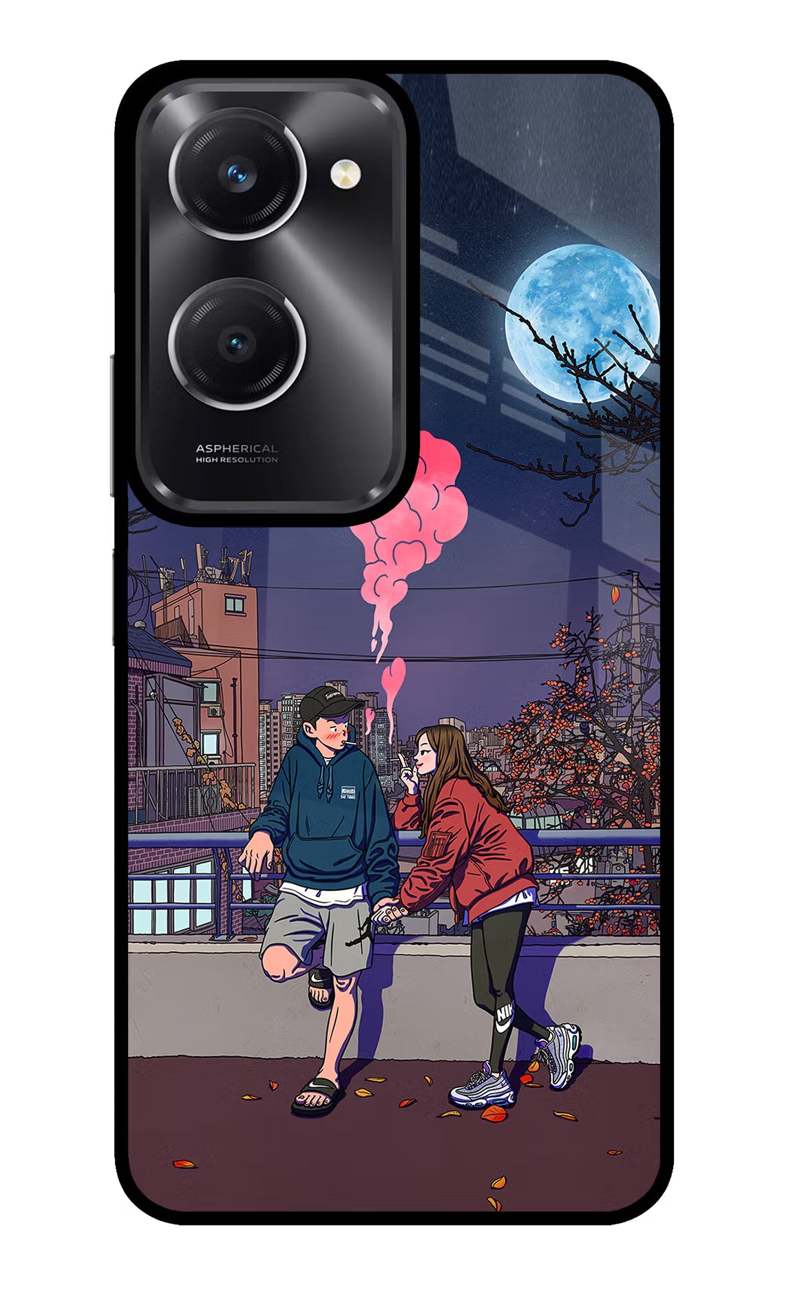 Chilling Couple Vivo T3 Lite 5G Glass Case Back Cover by Casekaro