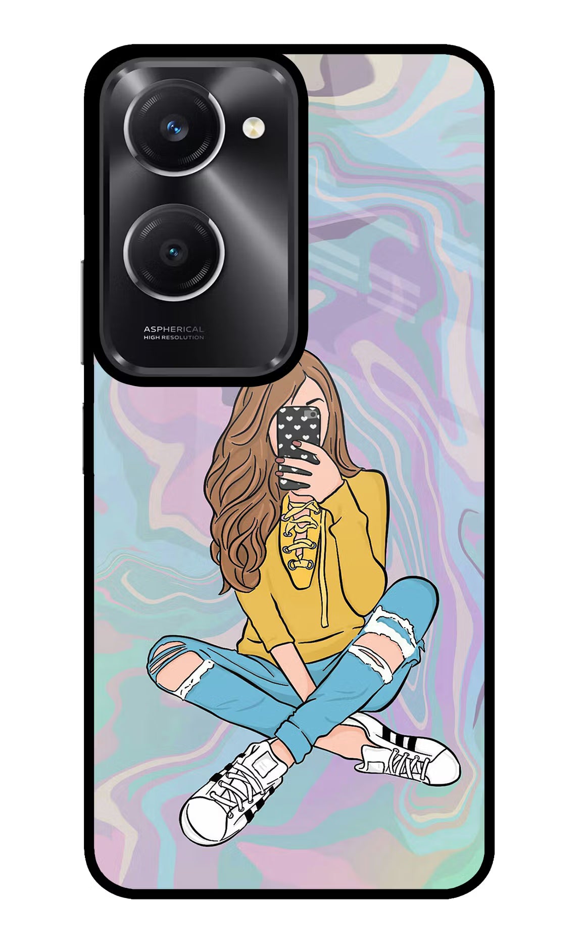 Selfie Girl Vivo T3 Lite 5G Glass Case Back Cover by Casekaro