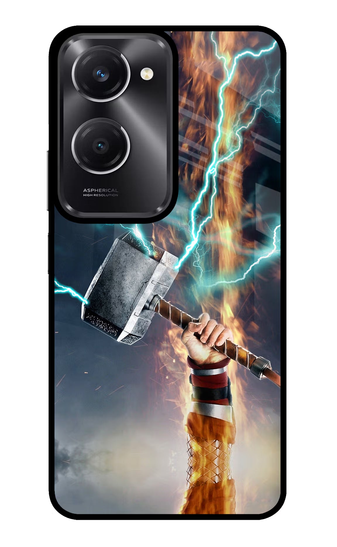 Thor Hammer Mjolnir Vivo T3 Lite 5G Glass Case Back Cover by Casekaro