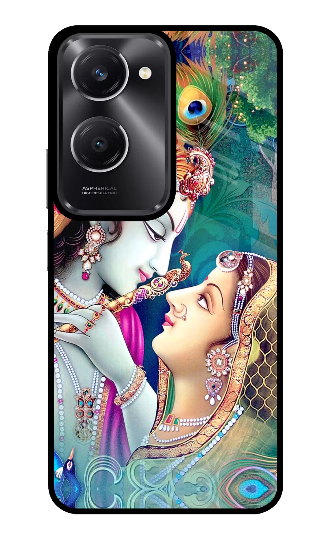 Lord Radha Krishna Vivo T3 Lite 5G Glass Case Back Cover by Casekaro
