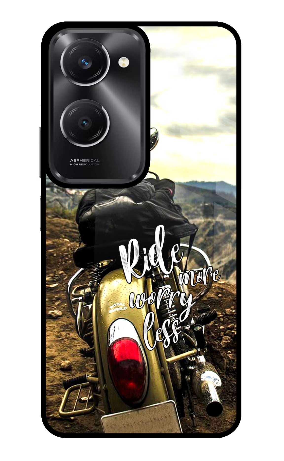 Ride More Worry Less Vivo T3 Lite 5G Glass Case Back Cover by Casekaro