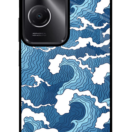 Blue Waves Vivo T3 Lite 5G Glass Case Back Cover by Casekaro
