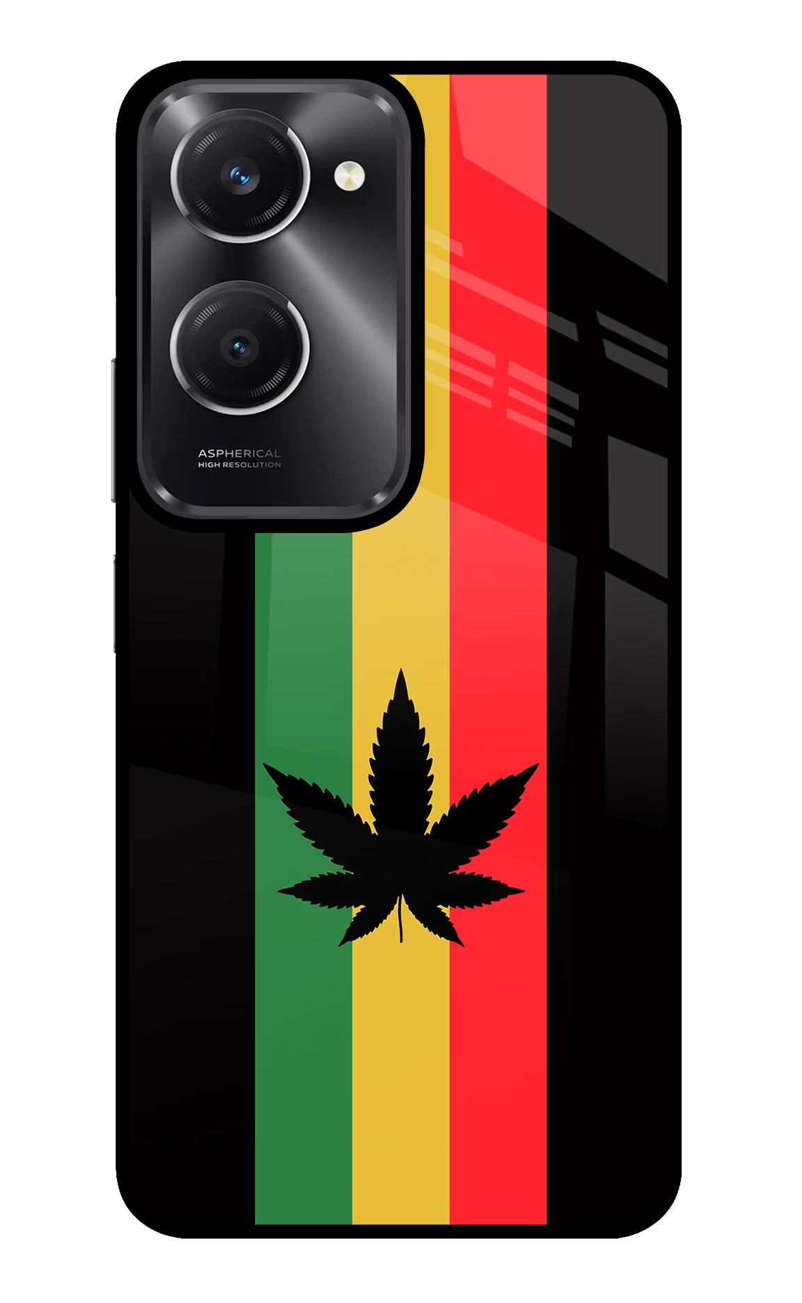 Weed Flag Vivo T3 Lite 5G Glass Case Back Cover by Casekaro
