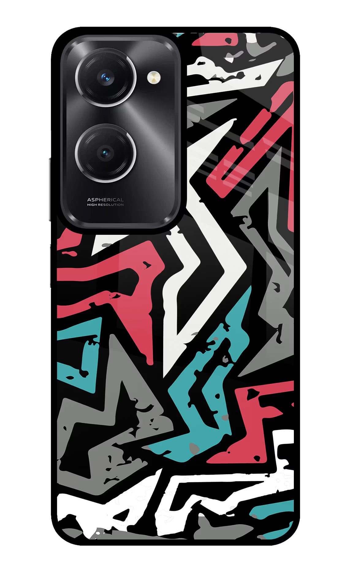 Geometric Graffiti Vivo T3 Lite 5G Glass Case Back Cover by Casekaro